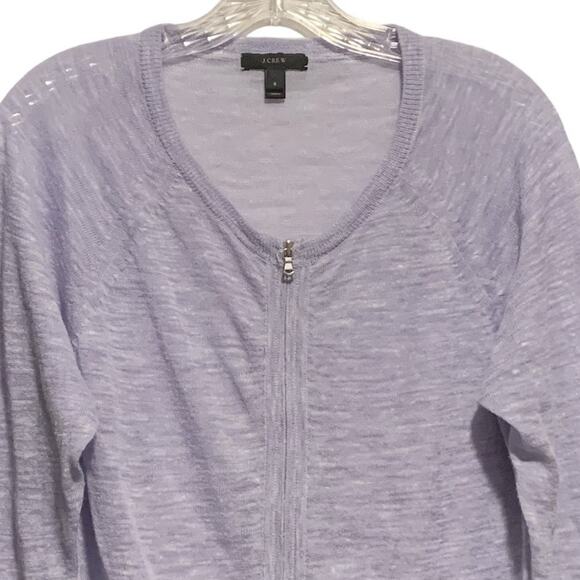 Women's J. CREW Size S Dual Zip Front Linen Blend Cardigan Sweater Lightweight - Picture 3 of 8